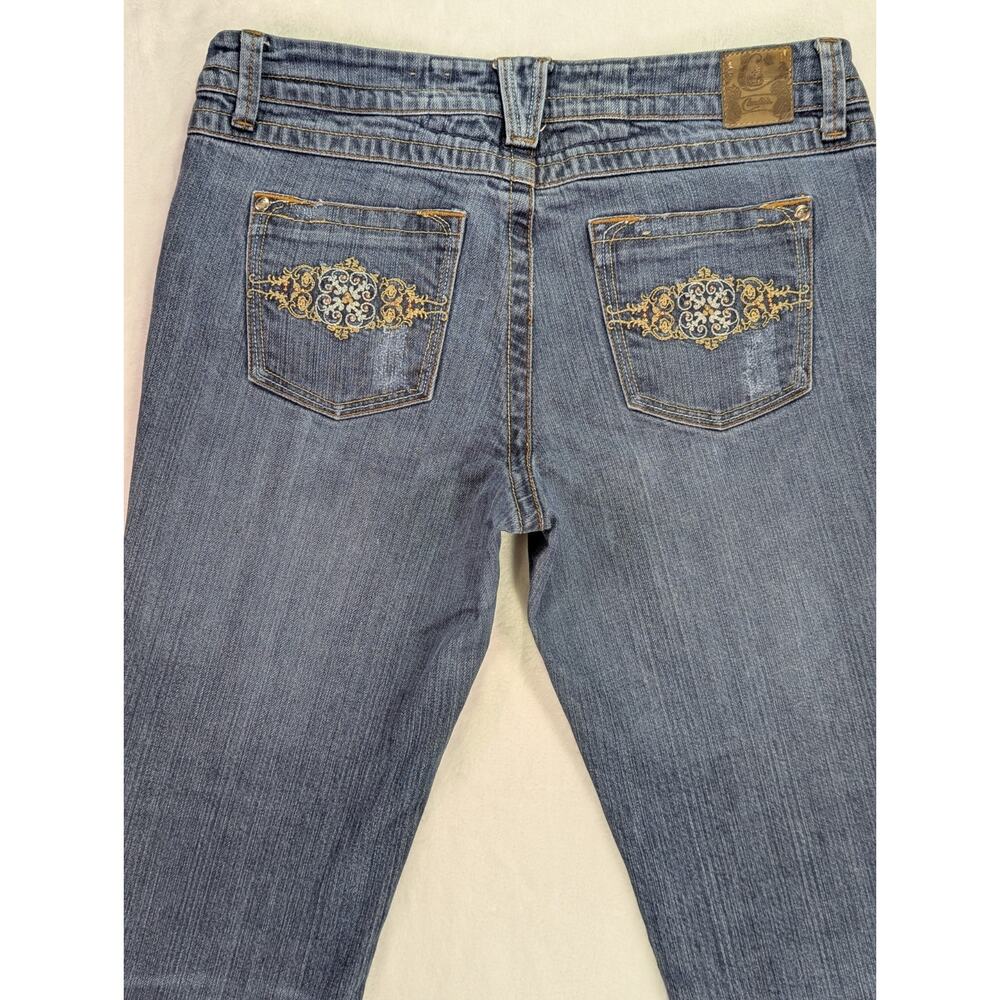 VTG Candie's Y2K Embroidered Distressed Straight Leg Jeans Med Wash Jr Sz 9 - Picture 11 of 16